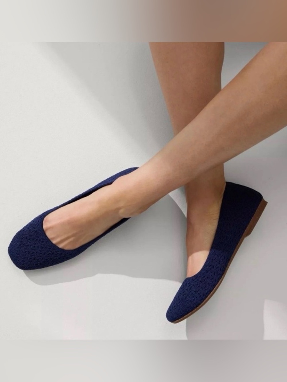 Rothy's The Max Square Flat - Deep Navy Peacoat Crochet Size 7 New